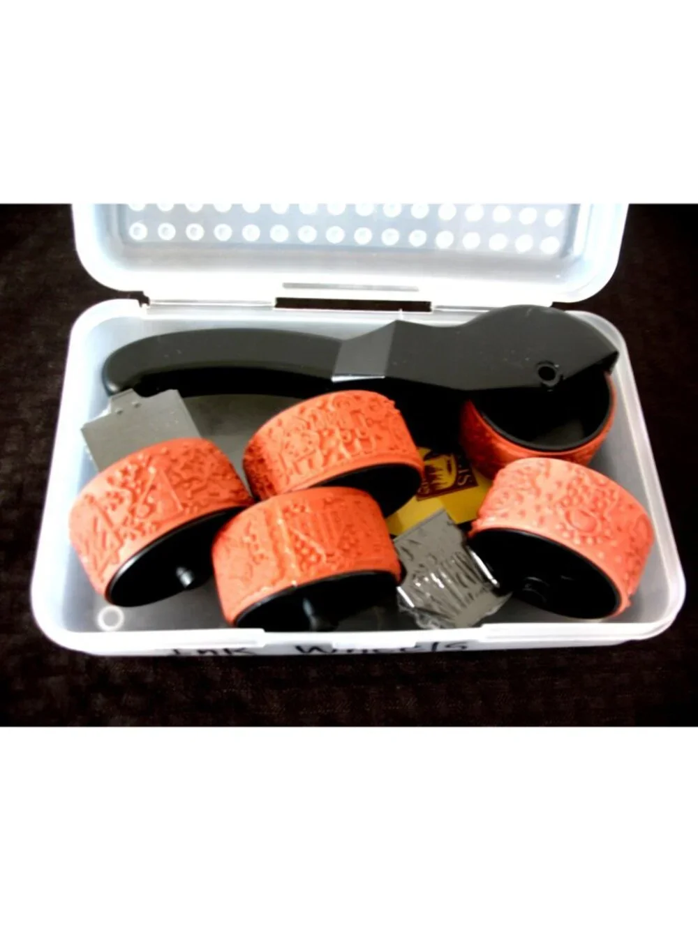 Stampin Around Collection 5 Stamp Wheels 1 Roller Handles And Two Inks